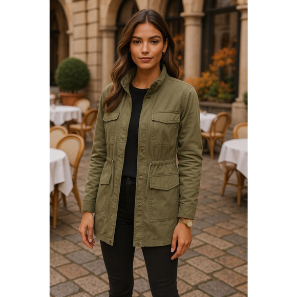 Old Navy Utility Jacket Olive Green Trailcore Minimalist Streetwear Autumn XS - Picture 1 of 12